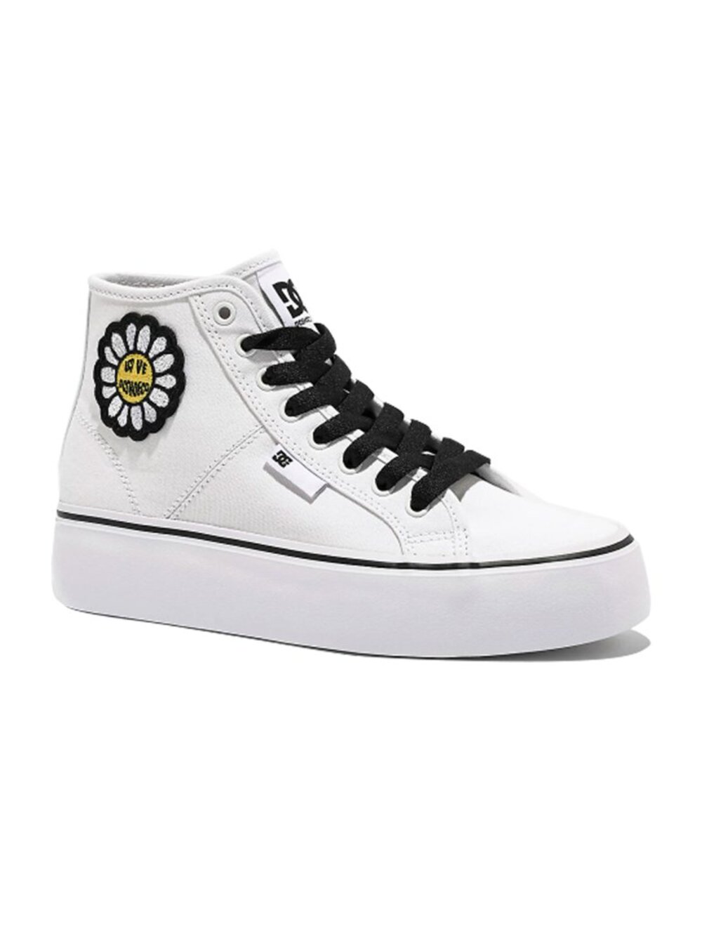 DC Manual Hi Daisy Shoes Platform White Black Flower Women Size 7.5 NWB